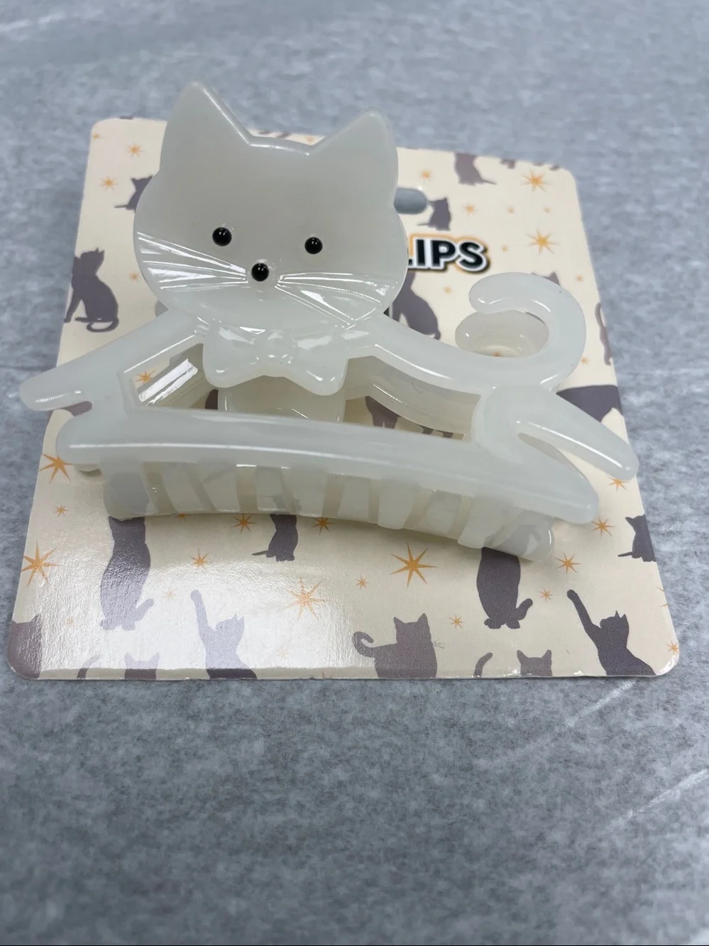 Cat-Shaped Hair Claw Clip - Light Gray